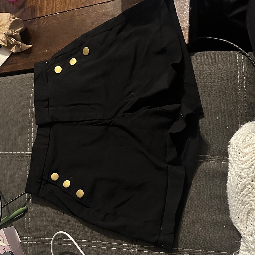 Maurices High Waist Black Shorts with Gold Accents